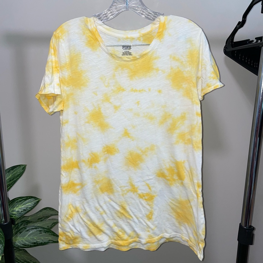 Yellow and White PINK Tie Dye Tshirt